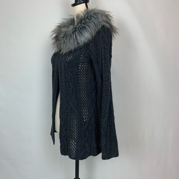 Kenar Wool Blend Faux Fur Collar Cardigan Sz S - Picture 5 of 7
